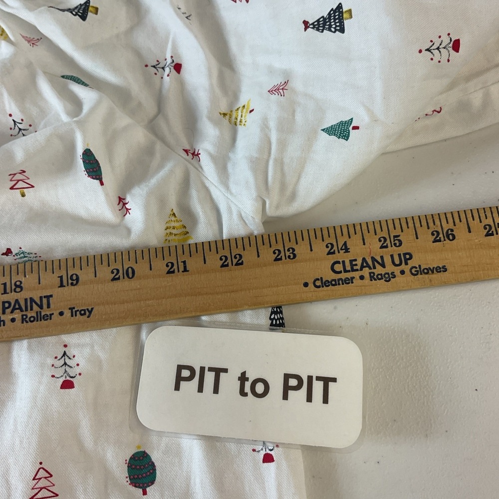 Petite Plume Delphine White MERRY TREES Nightgown Women's L Pockets Christmas - Picture 6 of 8